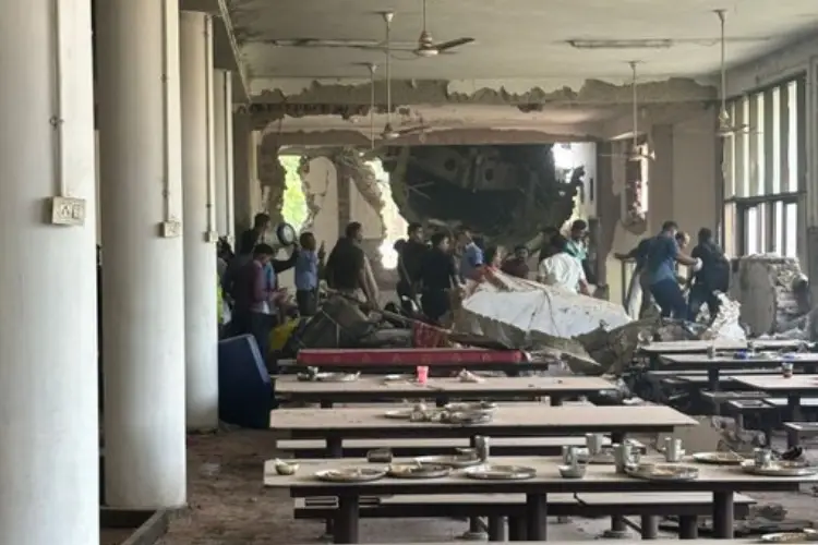 Rescue operation going on in the dinning hall of the Medical College hostel which was hit by the crashing AI plane