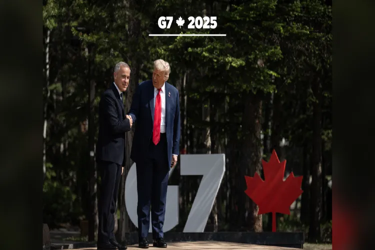  Canada Prime Minister Mark Carney with US President Donald Trump at G-7 summit at Kananaskis