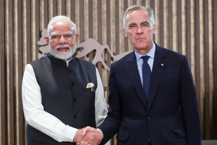 Prime Minister Narendra Modi and Canadian Prime Minister  Mark Carney  in Kananaskis , Canada