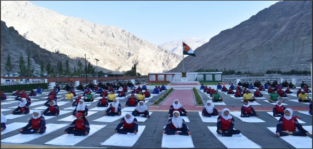 School Girls at Yoga session in Ladakh