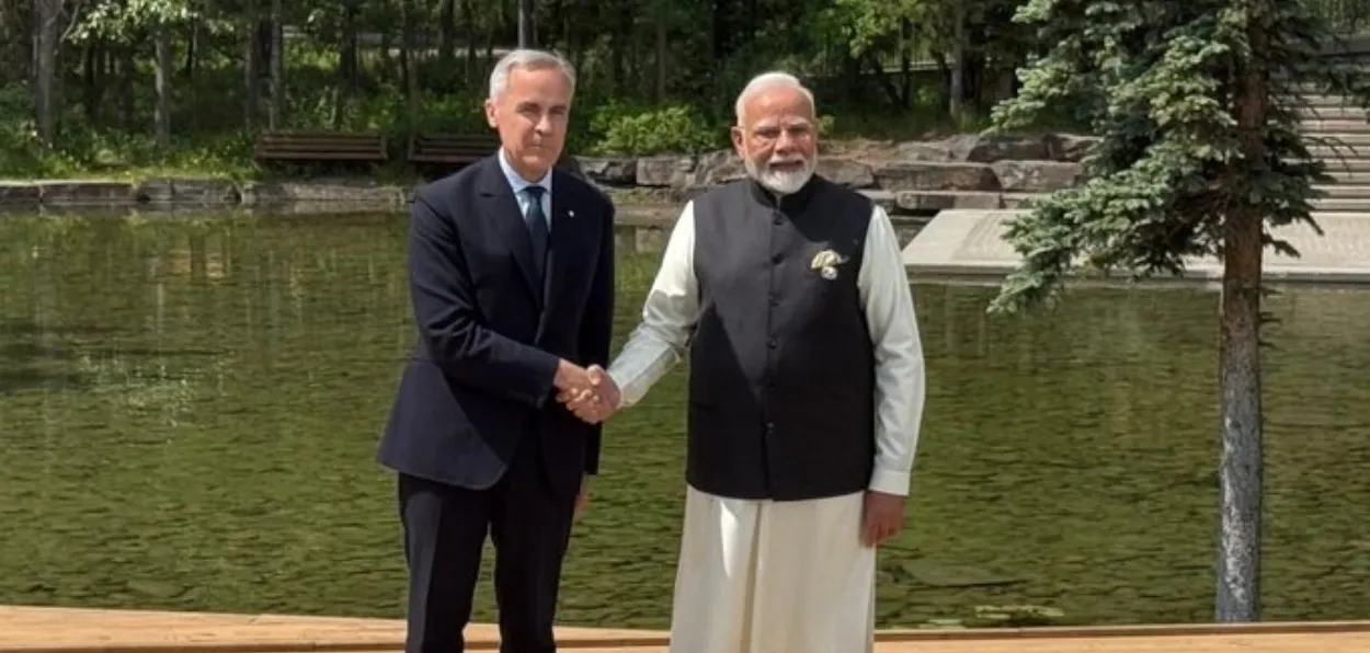 Prime Minister Narendra Modi and Canadian Prime Minister Mark Carney  in Kananaskis , Canada