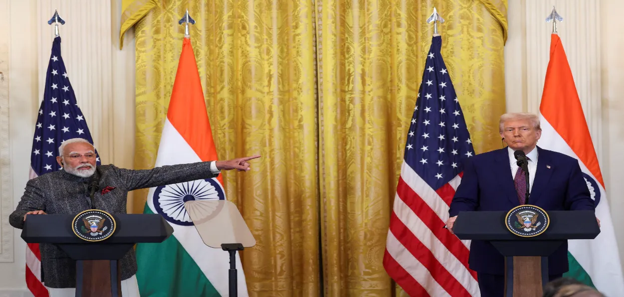 Prime Minister Narendra Modi and US President Donald Trump delivering a joint press statement after their meeting at the White House, in Washington(File)