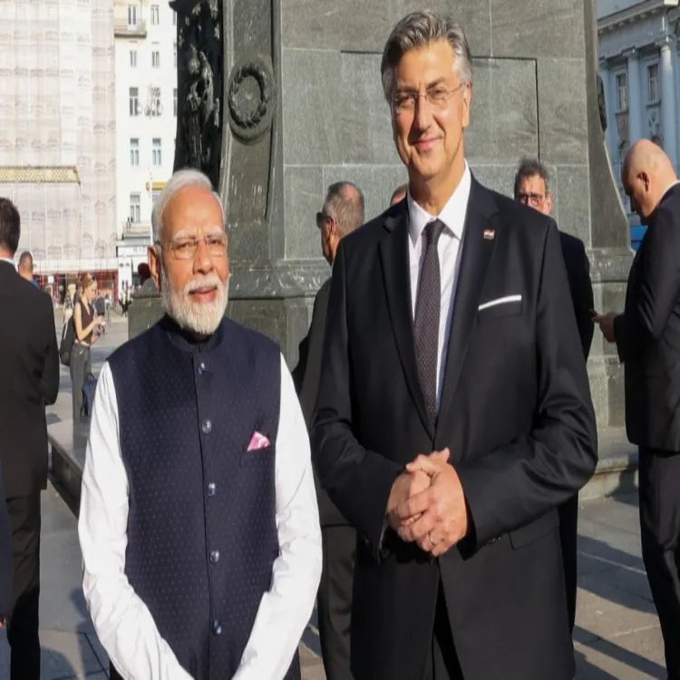  PM  Narendra Modi with Croatian PM Andrej Plenkovic touring the city centre area of Zagreb
