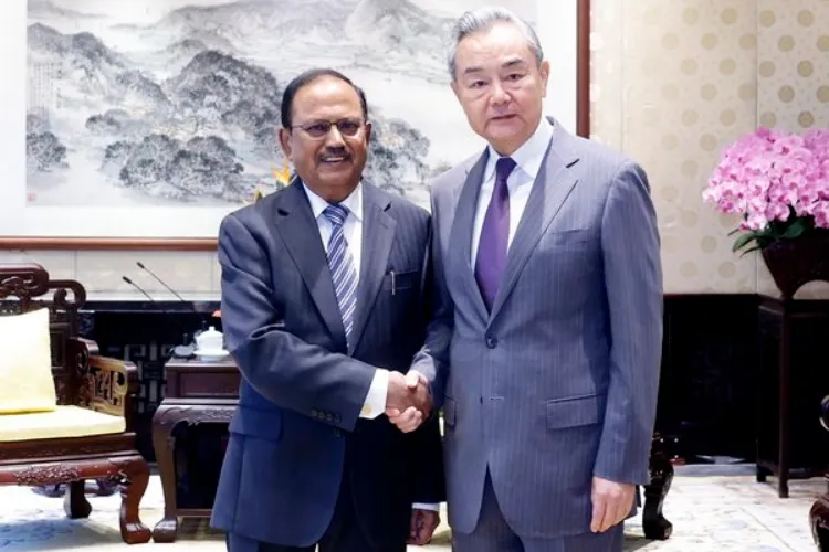 National Security Advisor Ajit Doval with Chinese Foreign Minister Wang Yi in Beijing