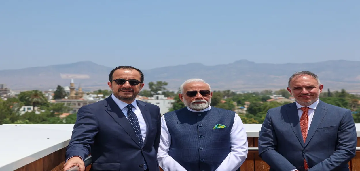 Prime Minister Narendra Modi with Cyprus President Christodoulides in Nicosia