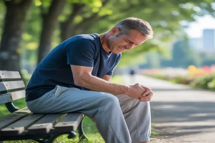 AI generated image of a person suffering from Knee pain