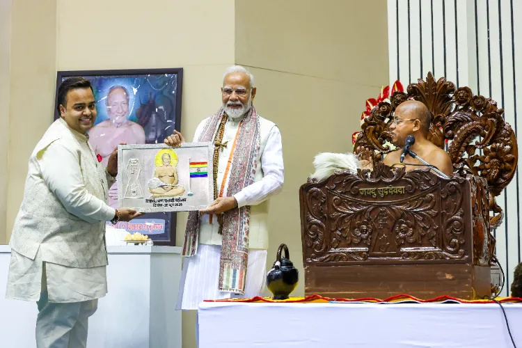 Prime Minister Narendra Modi during the birth centenary celebrations of Acharya Vidyanand Ji Maharaj