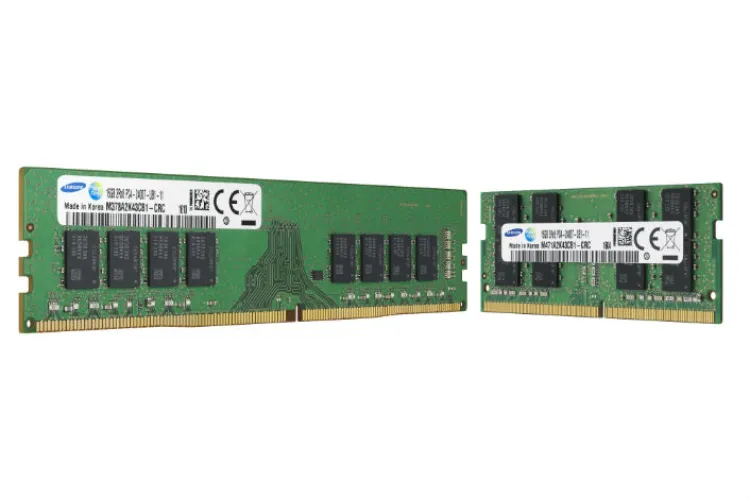 A chip of Samsung DDR5 RAM 