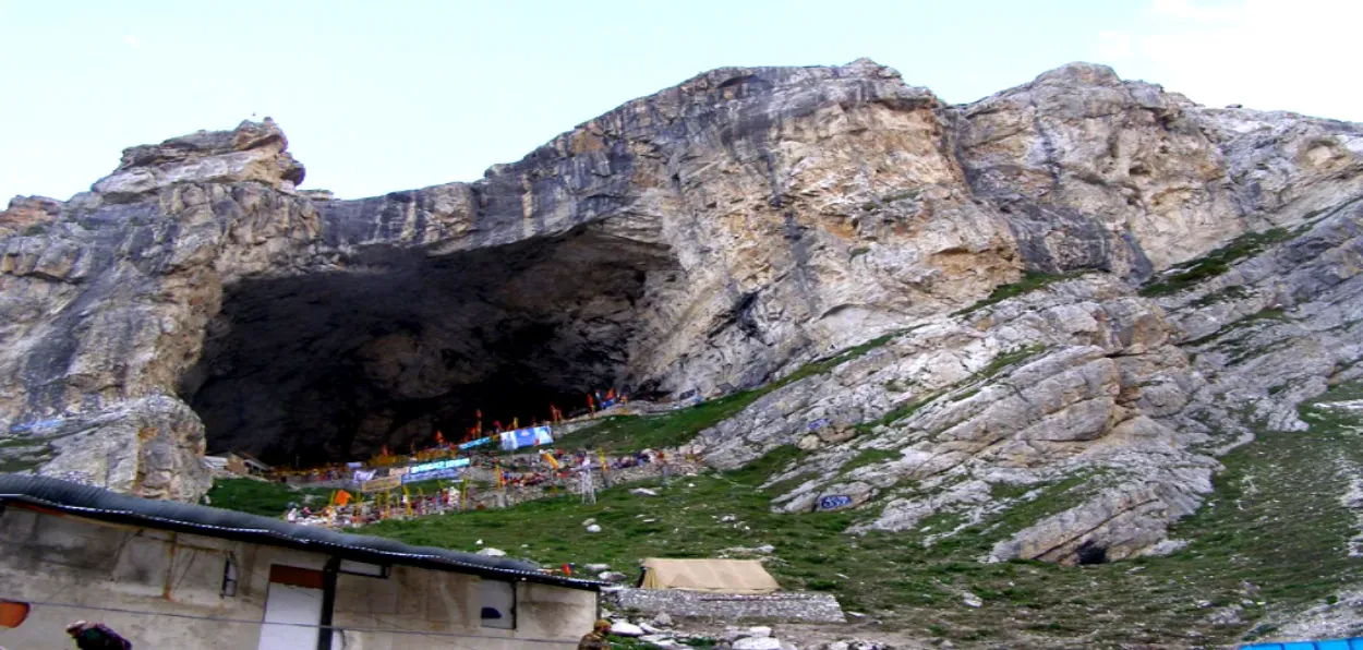 The Cave of Baba Amarnath at Panjtarini atop a glacier
