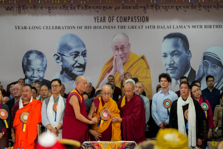 McLeodganj: Attendees during the celebration of Tibetan spiritual leader the Dalai Lama's 90th birthday, at Tsuglagkhang, the main Dalai Lama temple