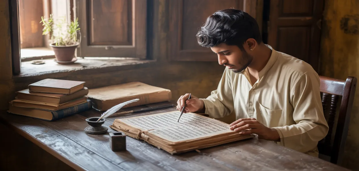 A Muslim scholar studying Sanskrit (AI-Generated image)