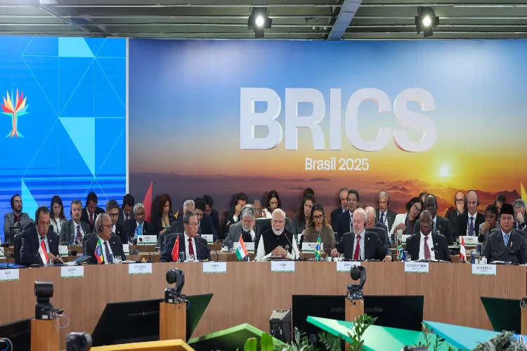 Prime Minister Narendra Modi addressing the BRICS leaders