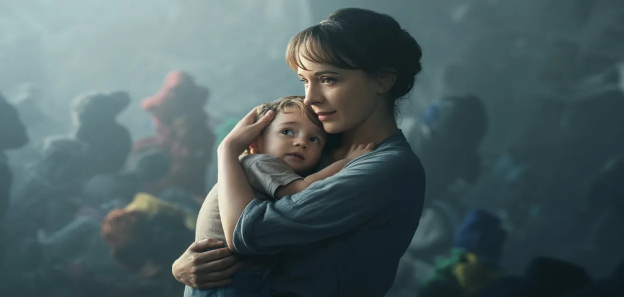 A Mother protecting her child against noisy world (AI-Generated)