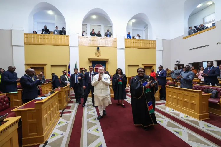 Prime Minister Narendra Modi in the Namibian Parliament
