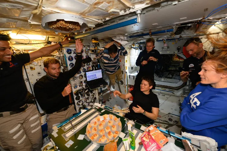 Astronauts of Axiom 4 feasting inside ISS 