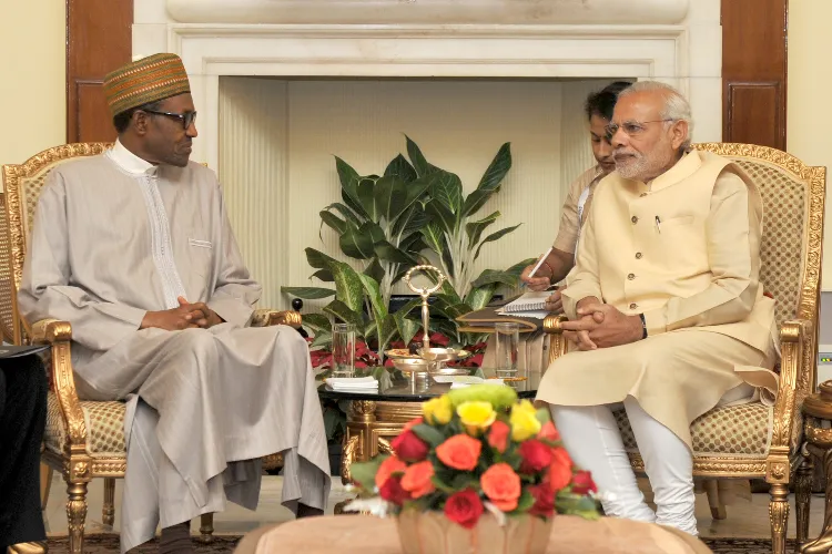 Late Former President of Nigeria Muhammadu Buhari with Prime Minister Narendra Modi