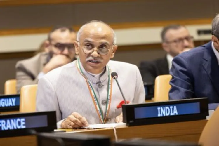 India's Permanent Representative to the UN, Ambassador P Harish speaking at the event
