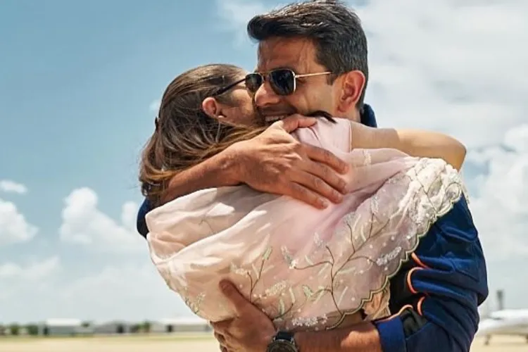 Group Captain Shubhanshu Shukla hugging his wife after returning to earth (X)