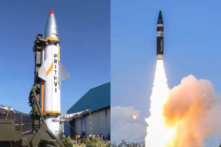 Prithvi II and Agni I basllistic missiles going up 