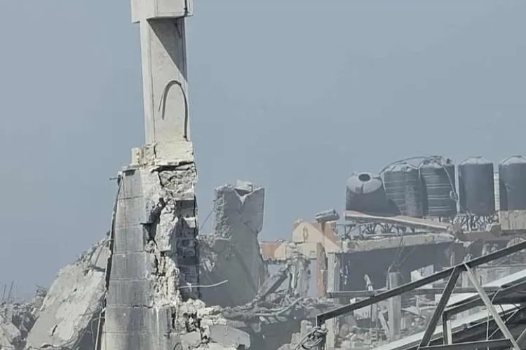 Damaged building of Holy Family Church in Gaza City