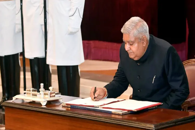 Vice President Jagdeep Dhankar presiding over the Rajya Sabha