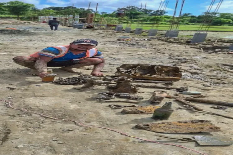 World War 2 relics found during digging for construction work, in Manipur's Imphal West district.
