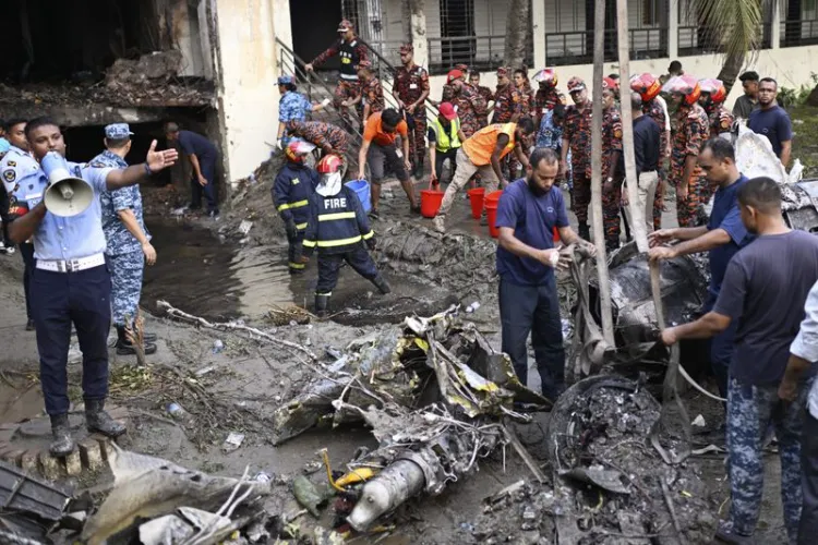 Site of Fighter Jet crash in Dhaka (file)