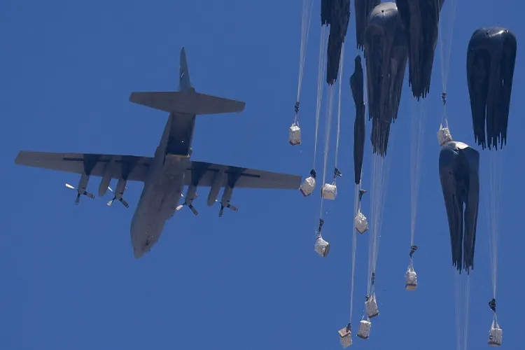 Food bags being dropped in Gaza