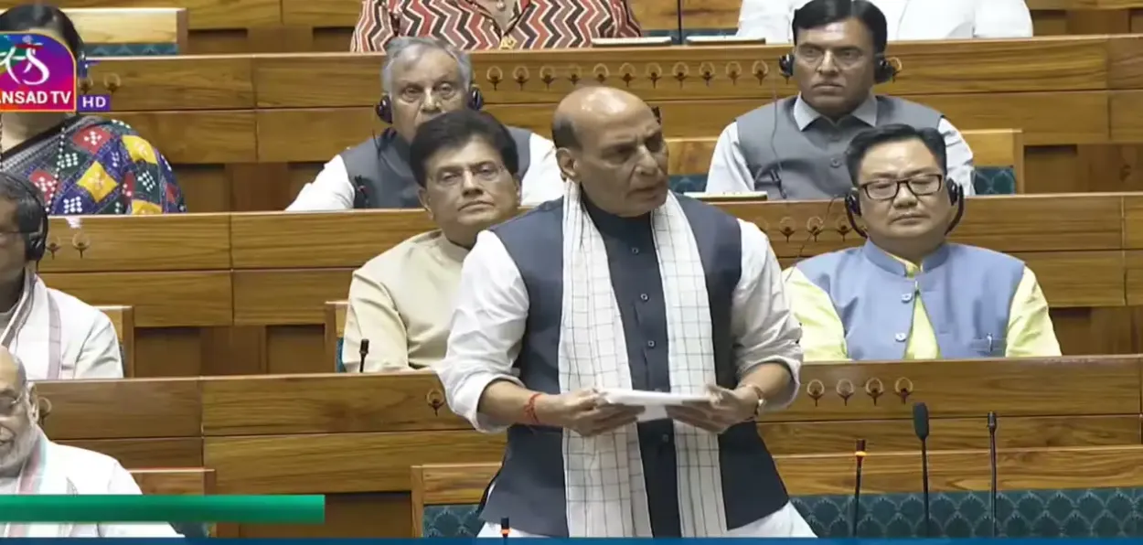 Defence Minister Rajnath Singh speaking in Lok Sabha