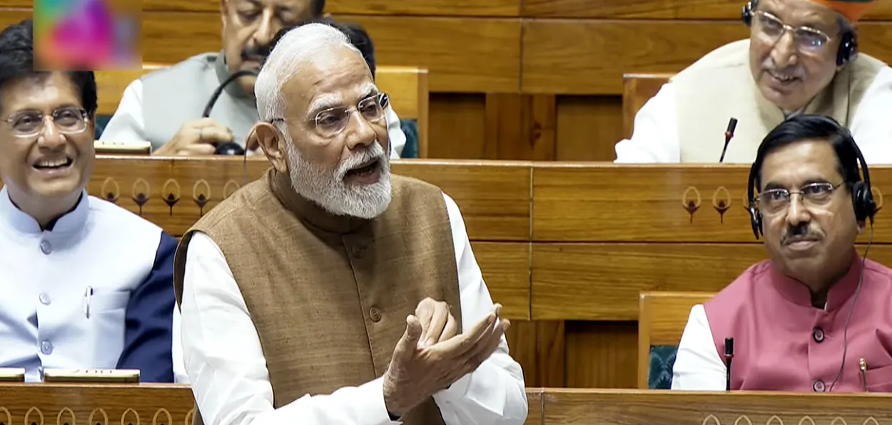 Prime Minister Narendra Modi speaking on Operation Sindoor in Lok Sabha