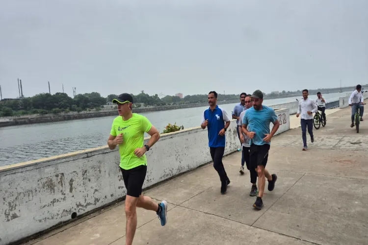 J&K Chief Minister Omar Abdullah running on Sabarmati River Front in Ahmedabad