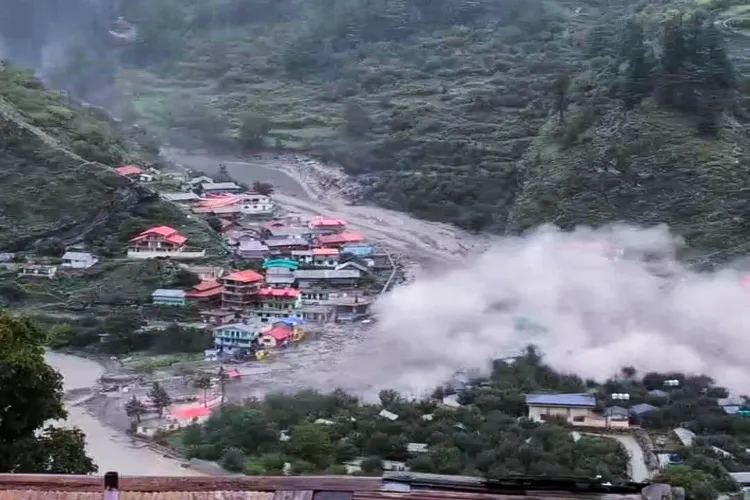  A view of the flash flood that struck Dharali village in the Kheer Gad area near Harsil following a cloudburst, in Uttarkashi
