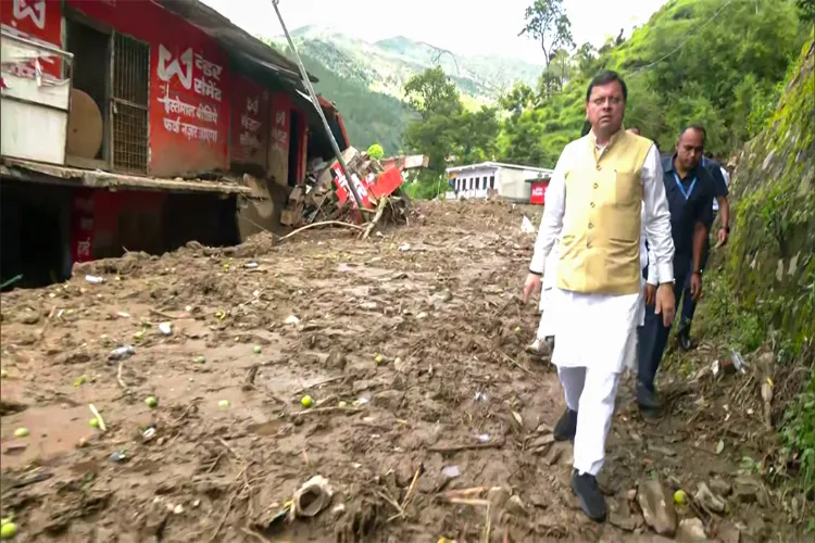 CM Dhami conducting an on-site inspection (file)