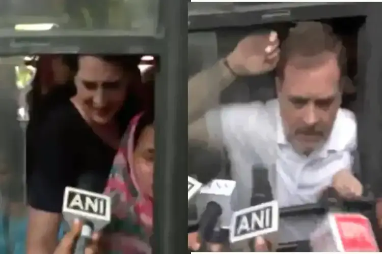 Screen shot of a video showing Rahul and priyanka gandhi being detained