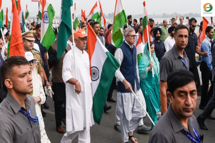 Lt. Governor Manoj Siha and Chief Minister Omar Abdullah  leading Har Ghar Tiranga in Srinagar