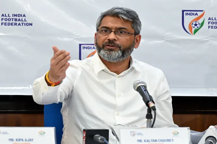 Kalyan Chaubey, President -All India Football Federation addresses a press conference, at Press Club of India, in New Delhi (file)