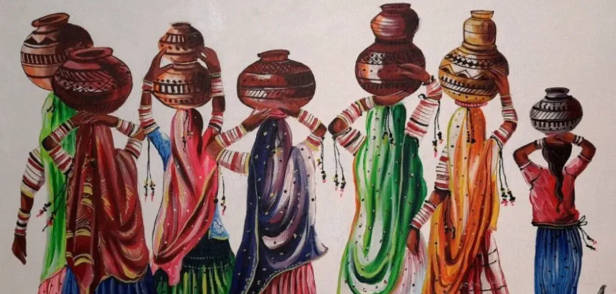 A Painting depicting Indian women