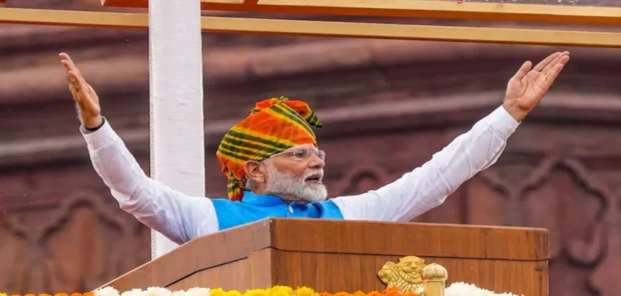 Prime Minister Narendra Modi addressing nation on the Independence Day (File)