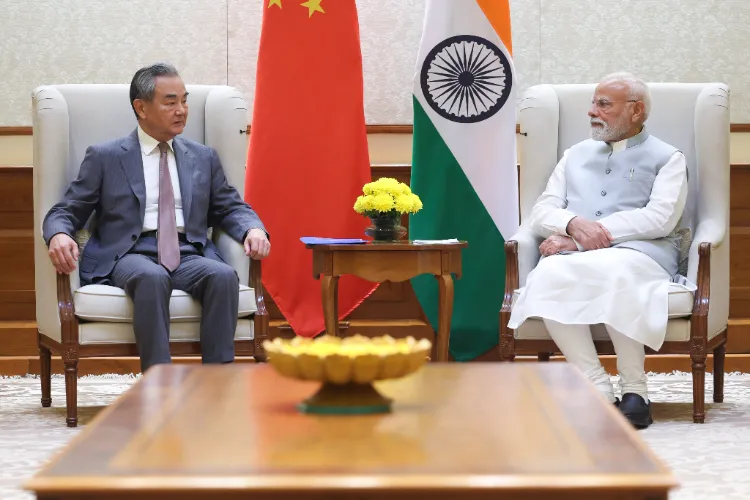 Chinese Foreign Minister Wang Yi with Prime Minister Narendra Modi in New Delhi 