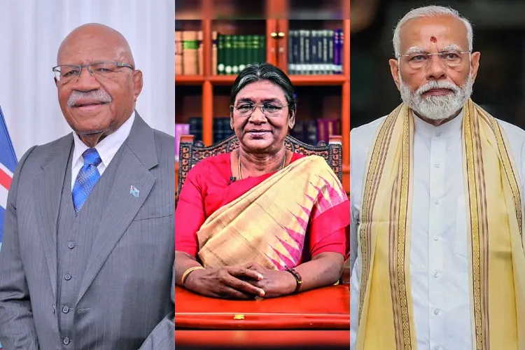 Prime Minister of Fiji, Sitiveni Ligamamada Rabuka, President Murmu and PM Modi