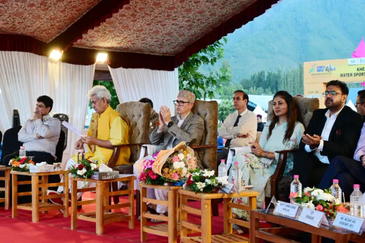 LG Manoj Sinha and Chief Minister Omar Abdullah at the inauguration of Khelo India Water games in Srinagar