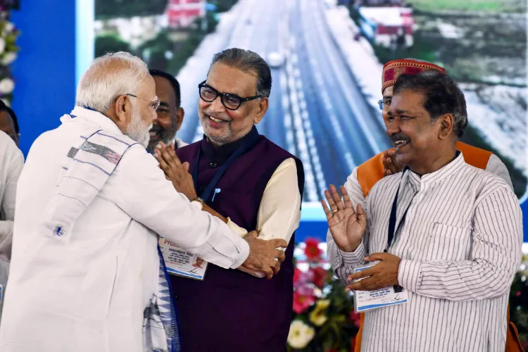 Prime Minister Narendra Modi, with BJP MP Radha Mohan Singh and Bihar BJP President Dilip Kumar Jaiswal, during a public meeting, in Motihari (file)