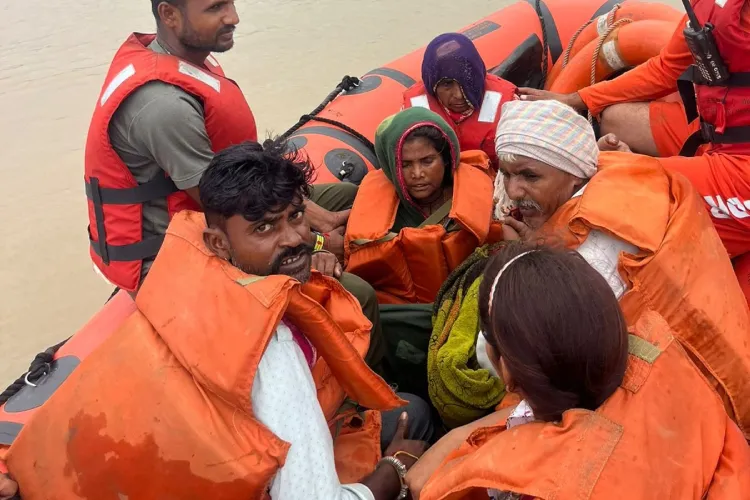 Flood hit people being evacuated in safe places in Kota, Rajasthan