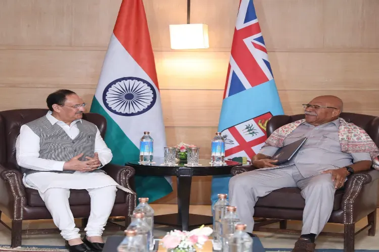 Union Health Minister JP Nadda meets Fiji PM Sitiveni Rabuka