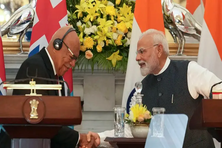 Prime Minister Narendra Modi with Fiji PM Sitiveni Rabuka