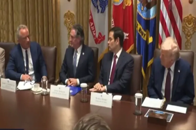 US President Donald J Trump in a meeting