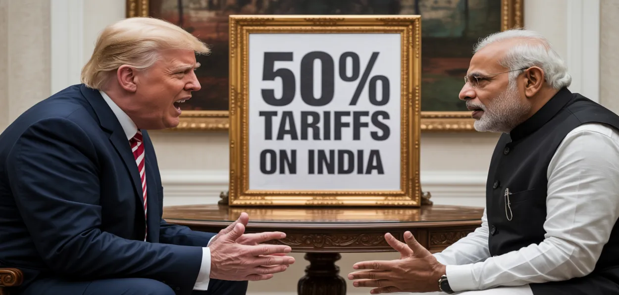 An AI-generated image of President Donald Trump and Prime Minister Narendra Modi
