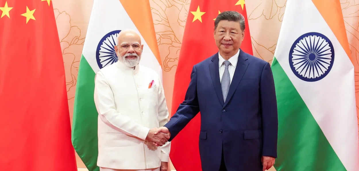 Prime Minister Narendra Modi with Chinese President Xi Jinping at Tainjin