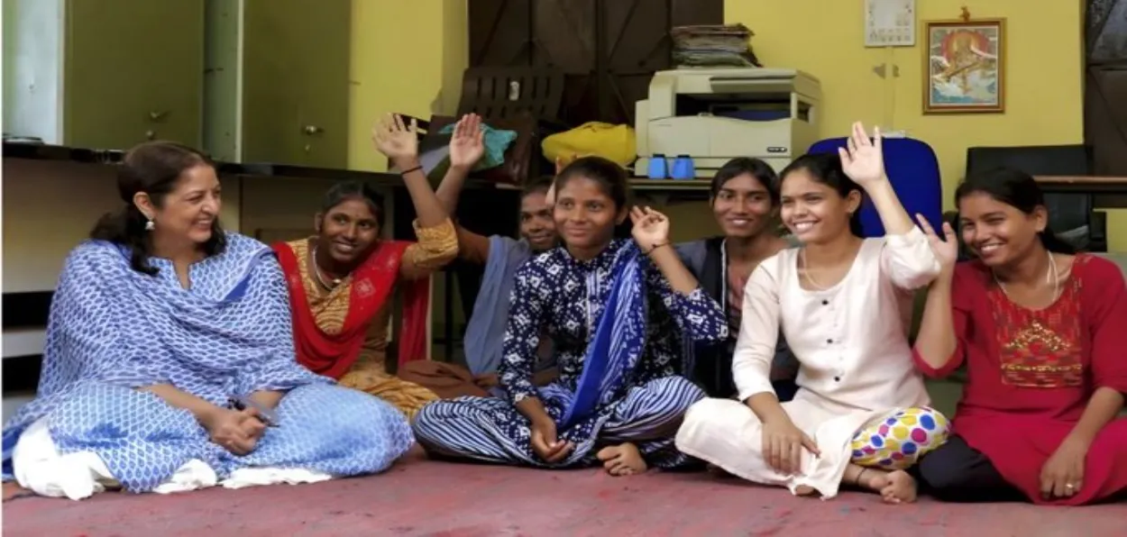 Safeena Husain (Extreme left) with some of the girls who whom her NGO helped