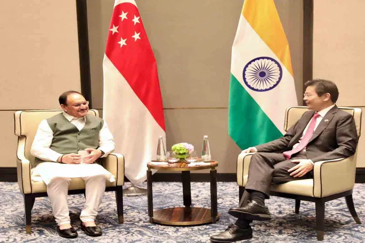 JP Nadda with Singapore PM Lawrence Wong